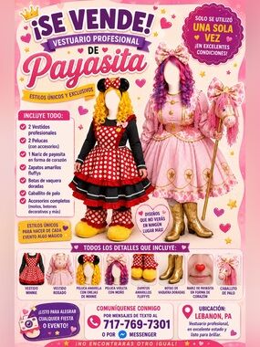 Conjunto de Vestido de Payasita Rosado con Accesorios